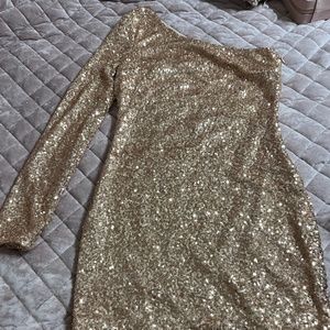 Gold sequin mini dress
